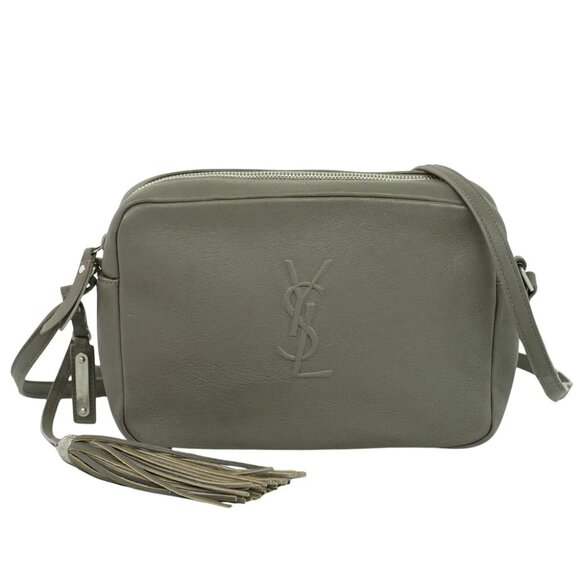 SAINT LAURENT Lou Leather Shoulder Crossbody Camera Bag Gray YSL - Picture 1 of 10